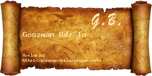 Goszman Béla névjegykártya